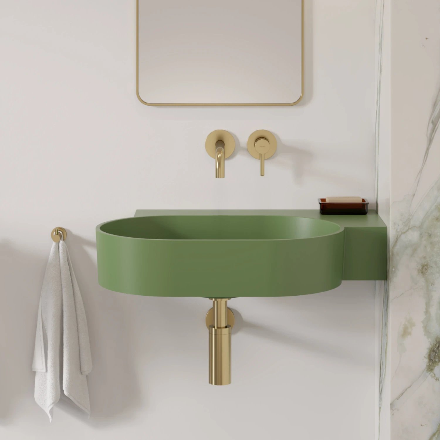 vasque à poser/suspendu - droite, 64 x 44 cm