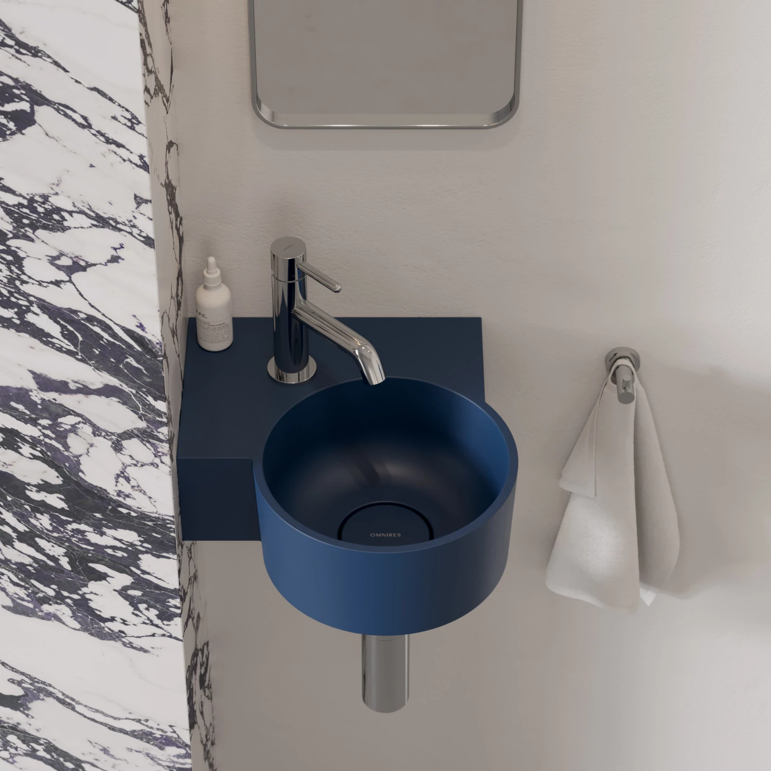 vasque à poser/suspendu - gauche, 33 x 34 cm