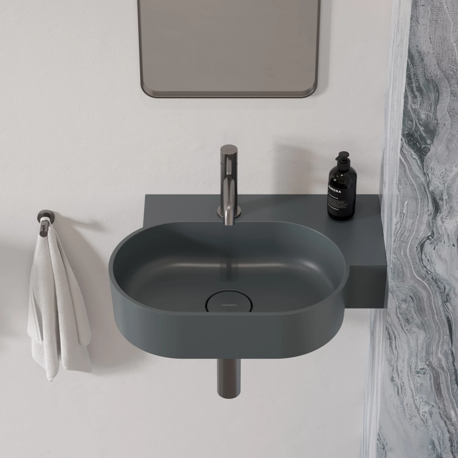 vasque à poser/suspendu - droite, 55 x 36 cm