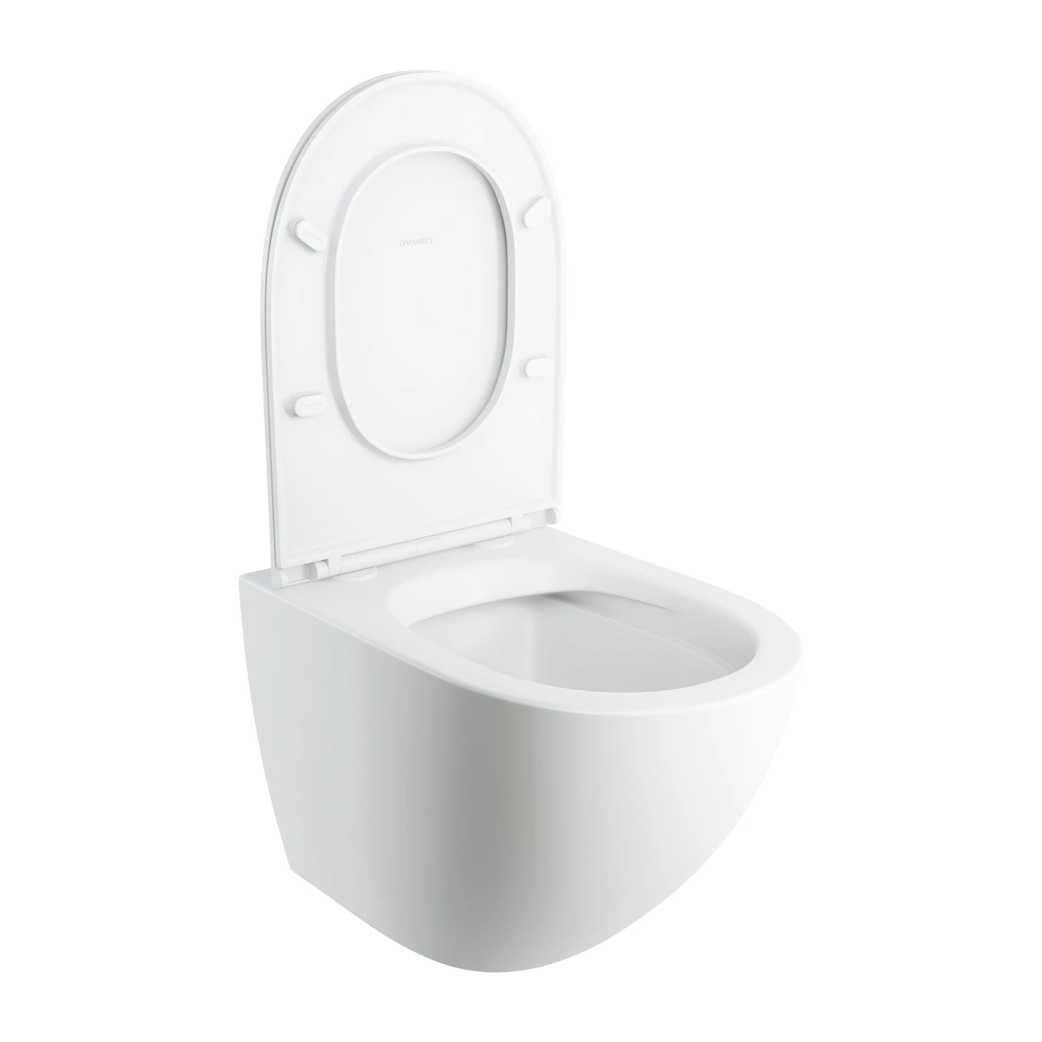 wall-mounted toilet with soft-close seat, 54 x 37 cm