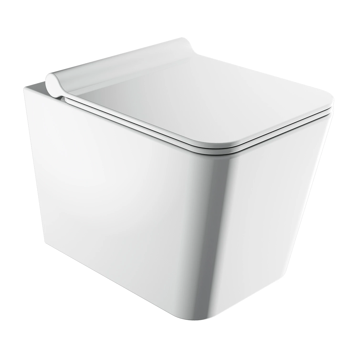 wall-mounted toilet with soft-close seat, 53 x 36 cm