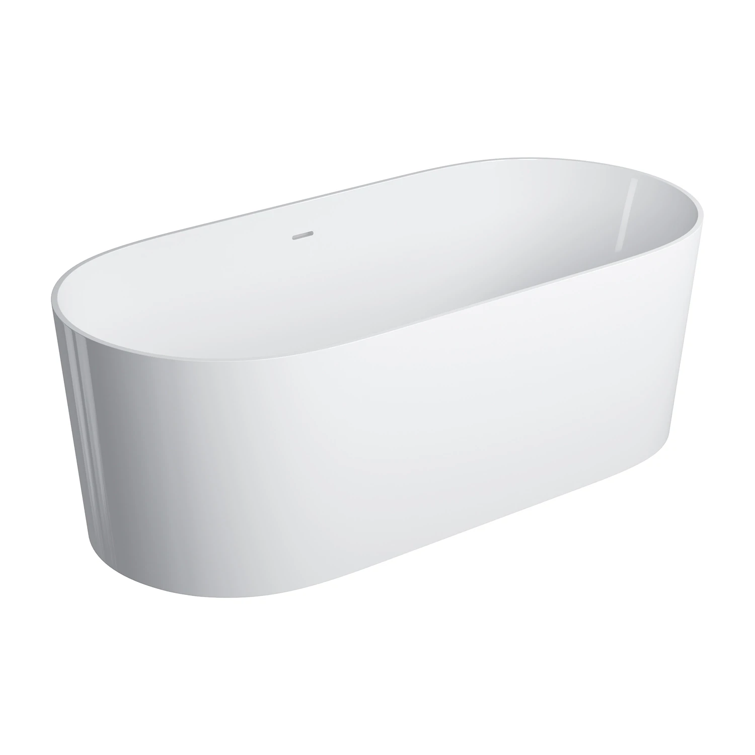freestanding bath with overflow, 160 x 75 cm