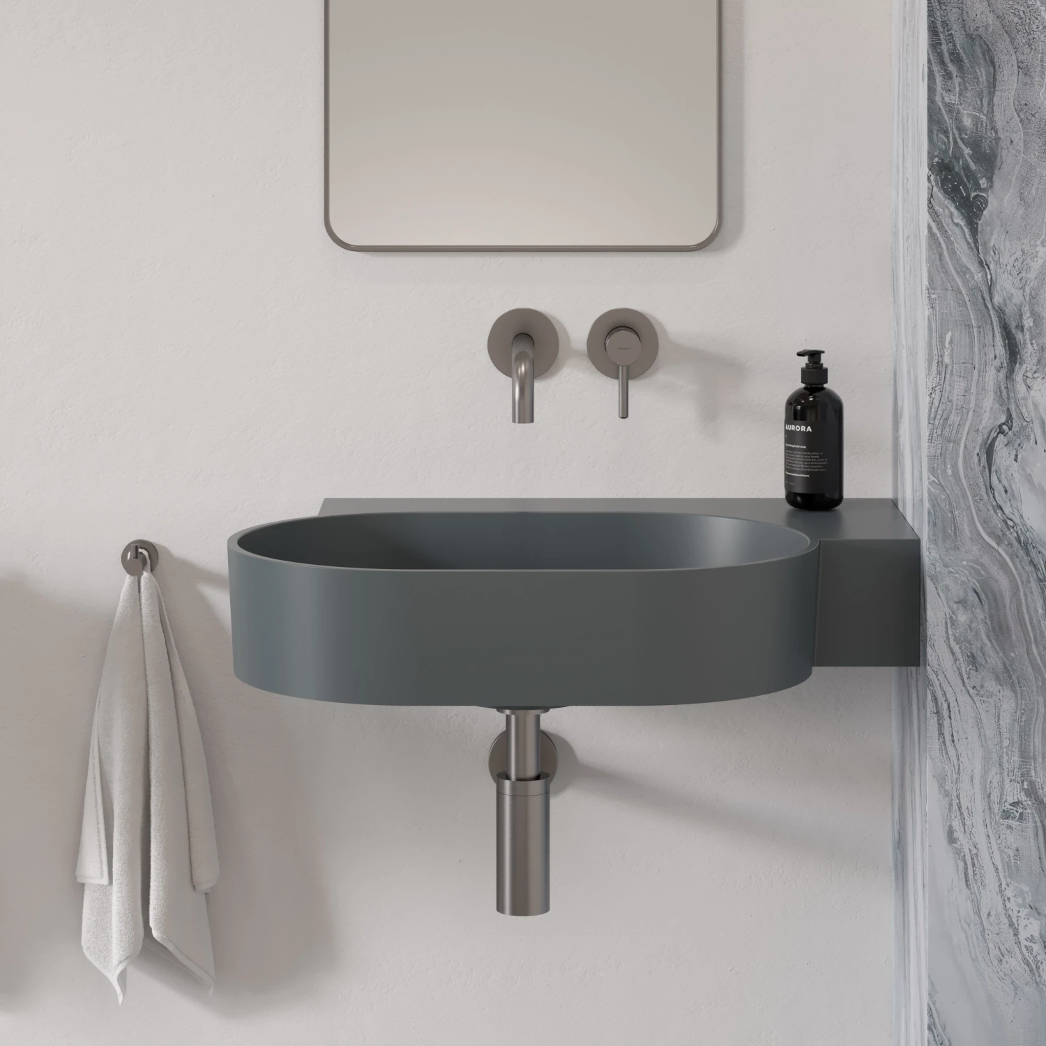 vasque à poser/suspendu - droite, 64 x 44 cm