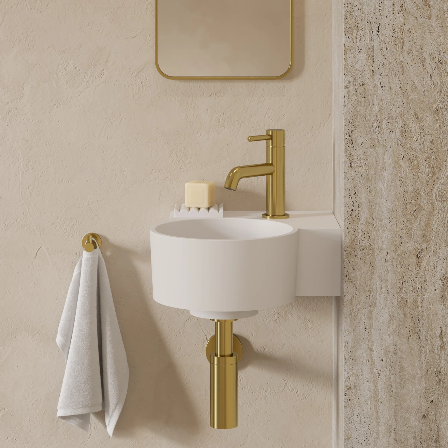 umywalka nablatowa/wisząca - prawa, 33 x 34 cm