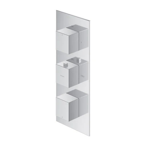 exposed element for thermostatic 3-way shower/bath mixer for concealed installation