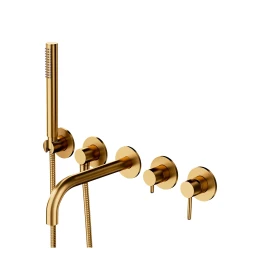 5-hole bath mixer for concealed installation with long spout