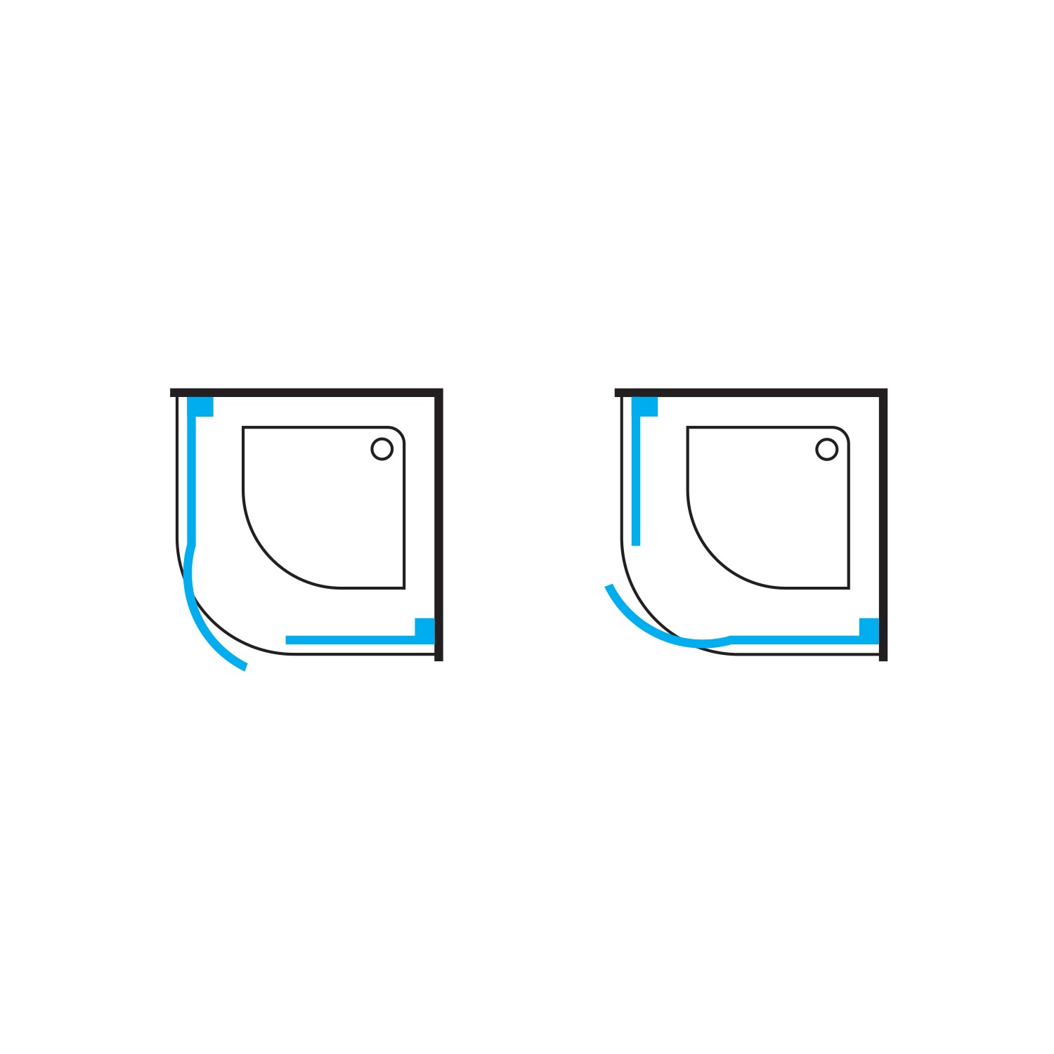 MANHATTAN Quadrant shower enclosure with hinged door, 90 x 90 cm