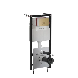 STRONGFRAME bâti-support avec chasse d'eau ECO pour cuvette de WC murale + STEEL-R45 plaque de commande en acier inoxydable