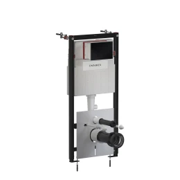STRONGFRAME bâti-support avec chasse d'eau ECO pour cuvette de WC murale + STEEL-R45 plaque de commande en acier inoxydable