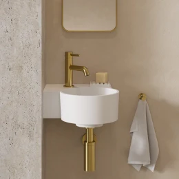 umywalka nablatowa/wisząca - lewa, 33 x 34 cm