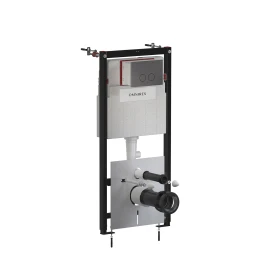 STRONGFRAME bâti-support avec chasse d'eau ECO pour cuvette de WC murale + STEEL-R45 plaque de commande en acier inoxydable