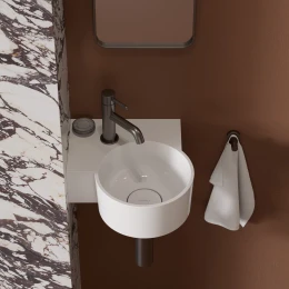 umywalka nablatowa/wisząca - lewa, 33 x 34 cm