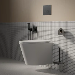 STRONGFRAME bâti-support avec chasse d'eau ECO pour cuvette de WC murale + STEEL-R45 plaque de commande en acier inoxydable