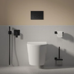 STRONGFRAME bâti-support avec chasse d'eau ECO pour cuvette de WC murale + STEEL-R45 plaque de commande en acier inoxydable