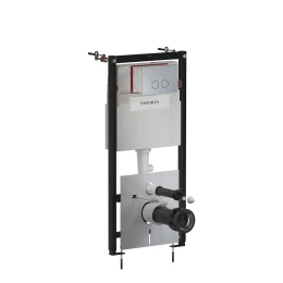 STRONGFRAME bâti-support avec chasse d'eau ECO pour cuvette de WC murale + STEEL-R45 plaque de commande en acier inoxydable