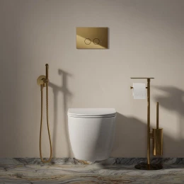 STRONGFRAME bâti-support avec chasse d'eau ECO pour cuvette de WC murale + STEEL-R45 plaque de commande en acier inoxydable