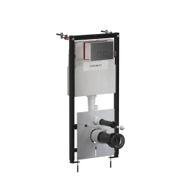 STRONGFRAME bâti-support avec chasse d'eau ECO pour cuvette de WC murale + STEEL-R45 plaque de commande en acier inoxydable