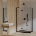 square shower enclosure with hinged door