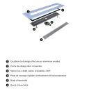 écoulement linéaire de douche avec grille pour coller les carreaux, 60 cm