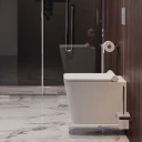 wall-mounted toilet with soft-close seat, 53 x 36 cm