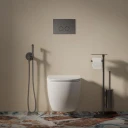 STRONGFRAME bâti-support avec chasse d'eau ECO pour cuvette de WC murale + STEEL-R45 plaque de commande en acier inoxydable