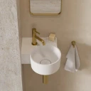 umywalka nablatowa/wisząca - lewa, 33 x 34 cm