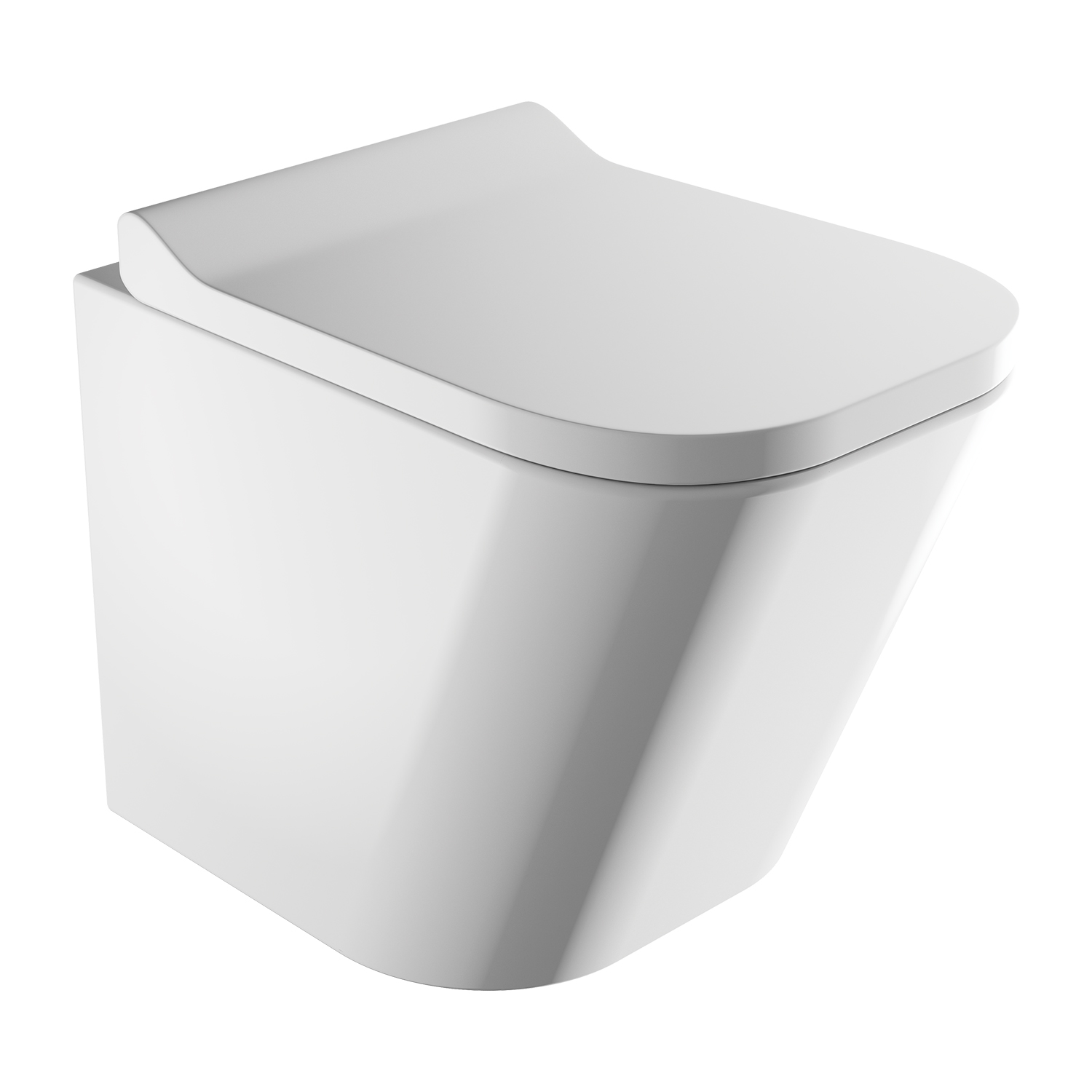 rimless wall-mounted toilet with soft-close seat, 49 x 35 cm