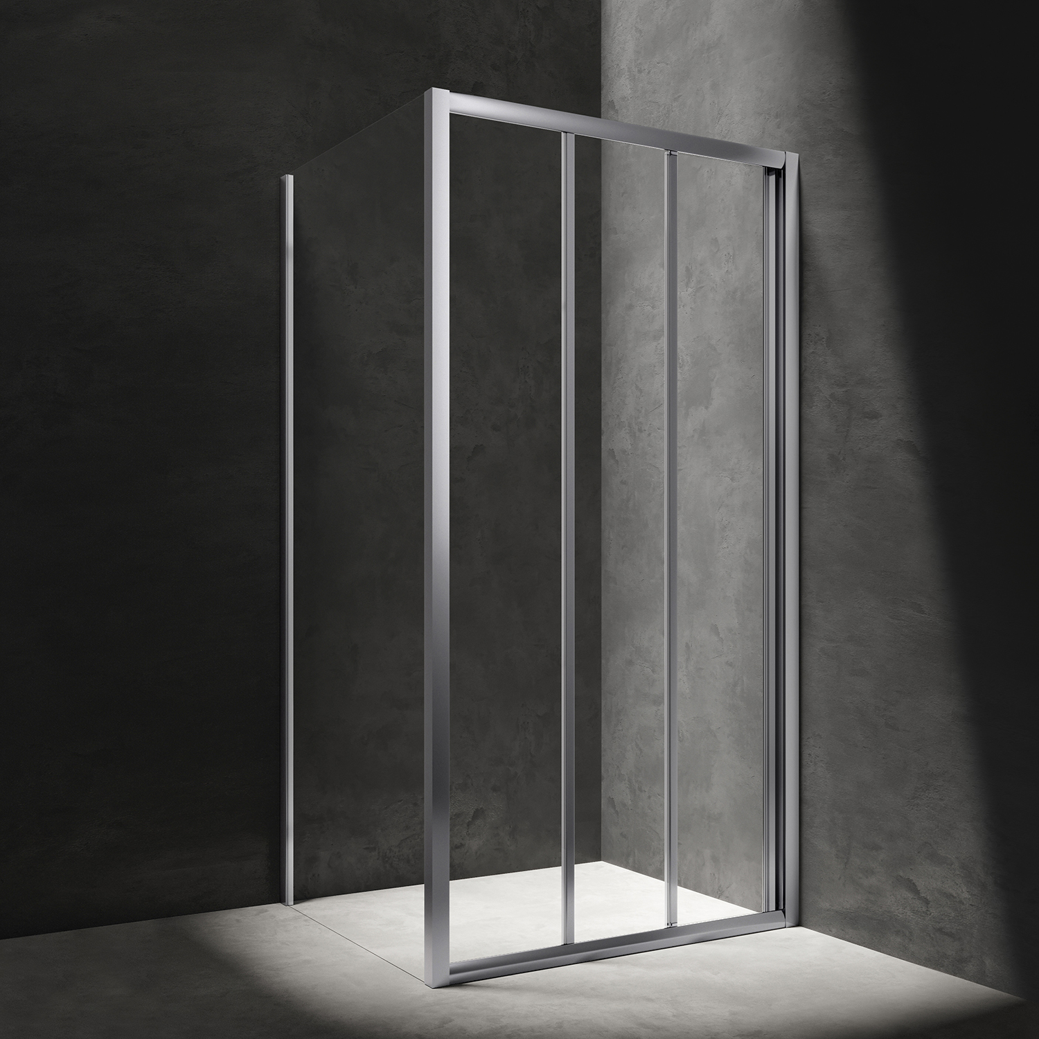 rectangular shower enclosure with sliding door, 100 x 90 cm