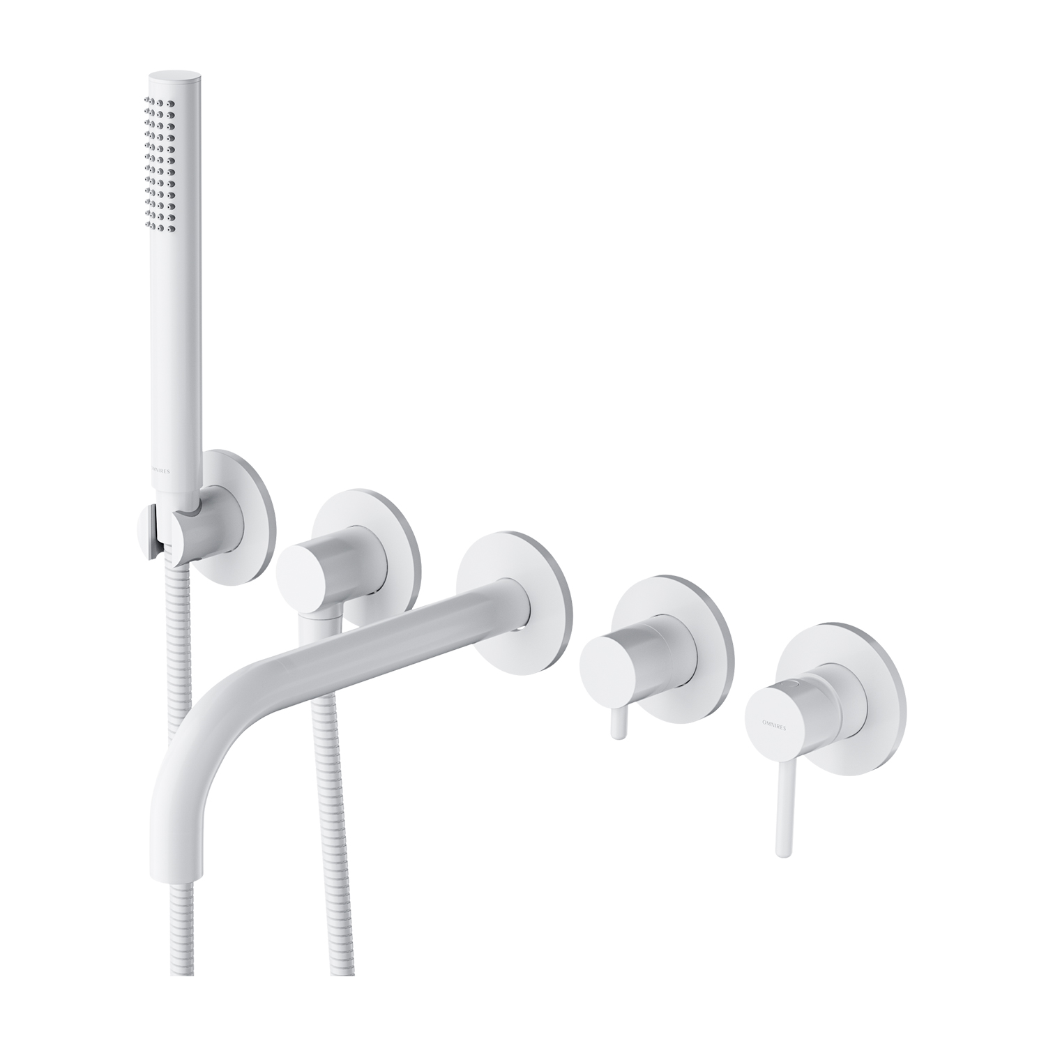 5-hole bath mixer for concealed installation with long spout